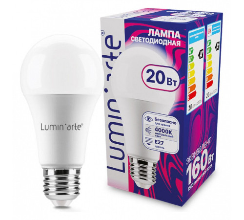Лампа светодиодная Luminarte E27 20Вт 4000K LSTD-A60-20W4KE27