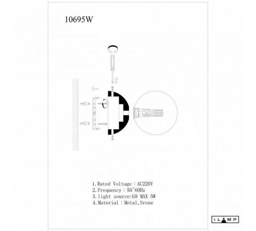 Накладной светильник iLamp Foxtrot 10695W/1-D100 BK-WH