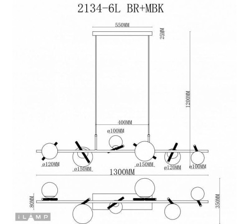 Подвесной светильник iLamp Golden 2134-6L BR+MBK