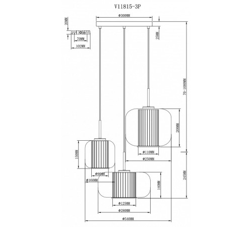 Подвесной светильник Moderli Ember V11815-3P