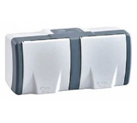 Блок с розетками влагозащищенными без заземления и крышкой Mono Electric Octans IP54 154-020006-121