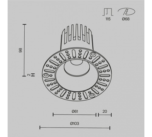 Встраиваемый светильник Maytoni Technical Dip DL121-15W-3K-TRS-W