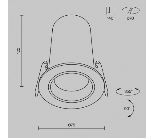Встраиваемый светильник Maytoni DL125-L12-3K-B