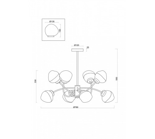 Люстра на штанге Freya FR8017PL-08MG