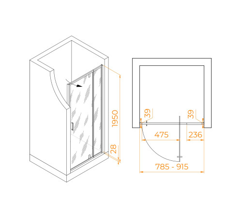 Душевая дверь RGW Passage PA-008 800x1850 мм хром матовое стекло 350800889-21