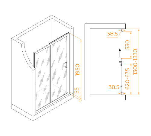 Душевая дверь RGW Passage PA-016 1300 мм прозрачное стекло хром 350801613-11
