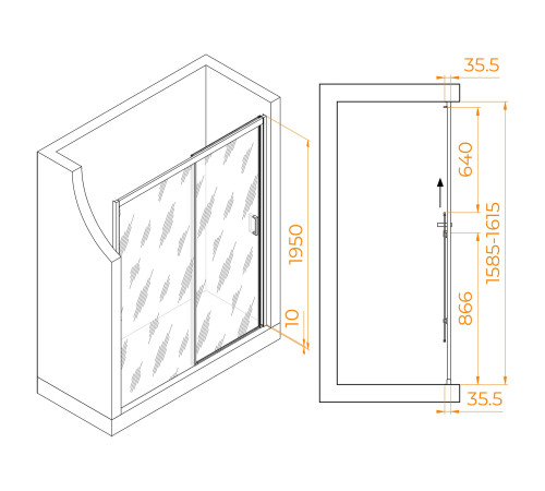 Душевая дверь RGW Passage PA-017B 1600x1950 мм черный 350801716-14