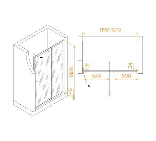 Душевая дверь RGW Passage PA-02 NEW 1200x1950 мм хром 41080212-11