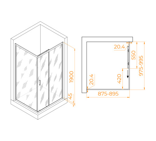 Душевой уголок RGW Passage PA-245 900x1000 мм 410824590-11