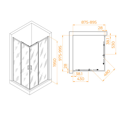 Душевой уголок RGW Passage PA-246 900x1000 мм 030824690-11