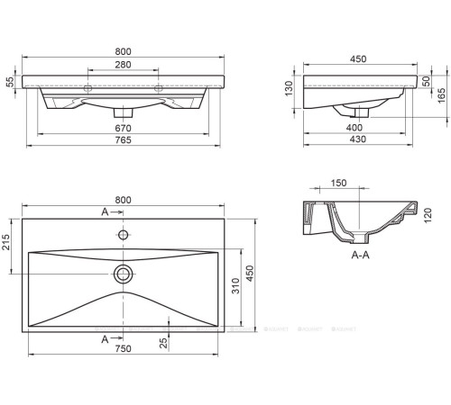 Раковина керамическая BelBagno 800x450 мм для тумбы BB-0322-80-LVB