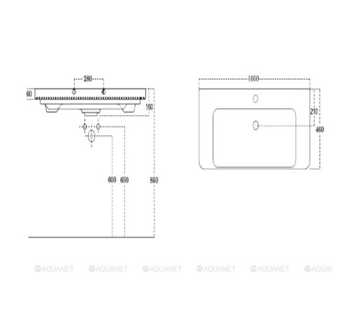 Раковина-столешница Sanovit LUXURY 105 см 11105-KL
