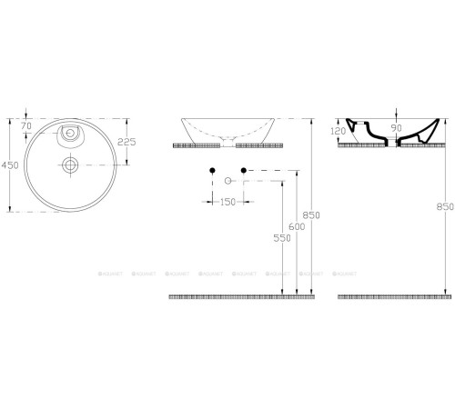 Раковина накладная Allen Brau FANTASY Round Ø450 мм с отверстием белая 4.11018.20