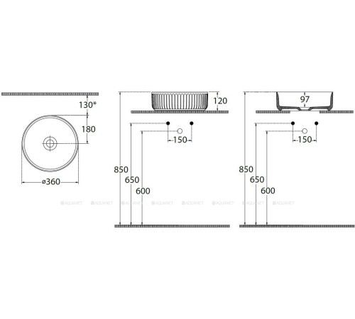Раковина накладная Allen Brau Fantasy Line Ø360 мм мятный 4.11032.MT