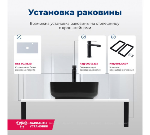 Раковина накладная Aquanet CITY-2-MB 390х390х140 мм черный матовый 00273669