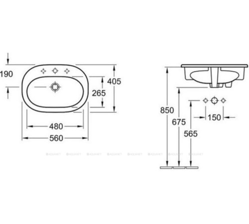 Раковина встраиваемая Villeroy & Boch O.novo 560x405x200 мм 41615601