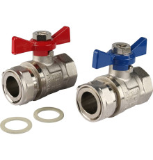 Комплект шаровых кранов REHAU RAUTHERM S прямых никелированных G1 12081221001