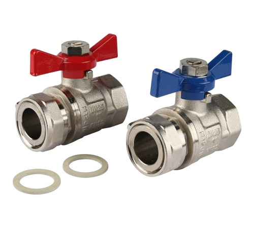 Комплект шаровых кранов REHAU RAUTHERM S прямых никелированных G1 12081221001