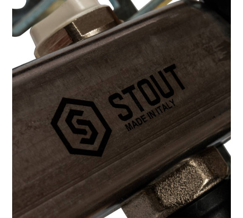 Коллекторный блок из нержавеющей стали STOUT с воздухоотводчиками и сливными кранами 10 выходов SMS-0932-000010