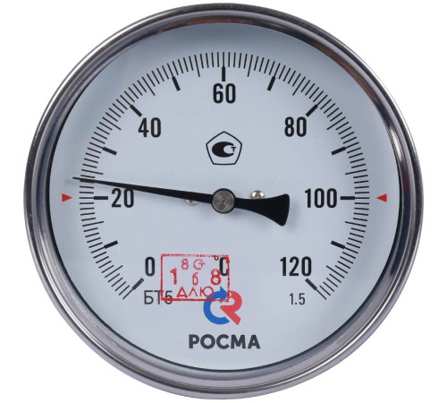 Термометр биметаллический Росма БТ-51.211 с погружной гильзой 100 мм 00000002545