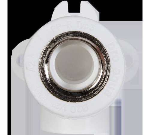 Угольник PRO AQUA PP-R 90° 20 мм x 1/2 ВР с креплением Белый PA28008P