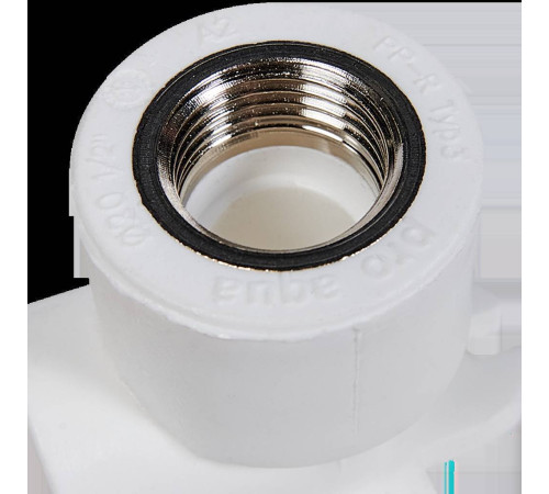 Угольник PRO AQUA PP-R 90° 20 мм x 1/2 ВР с креплением Белый PA28008P