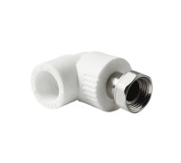 Угольник PRO AQUA PP-R 90° 20 мм x 3/4 с накидной гайкой Белый PA29210