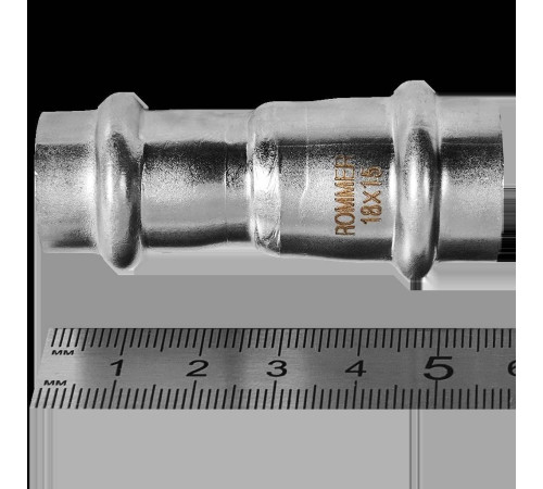 Муфта переходная прессовая ROMMER 18х15 мм нержавеющая сталь RSS-0018-001815
