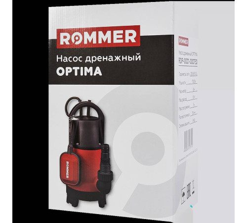 Насос дренажный ROMMER OPTIMA 750 Вт универсальный кабель 10 м RDP-0001-000750