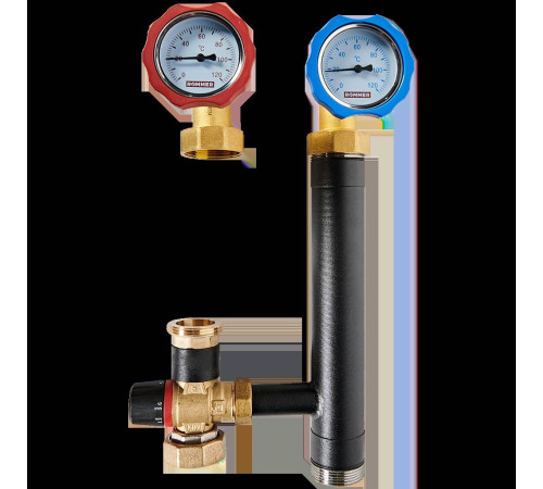 Насосная группа ROMMER с термостатическим клапаном 20-40 °C 1 без насоса RDG-0002-012501