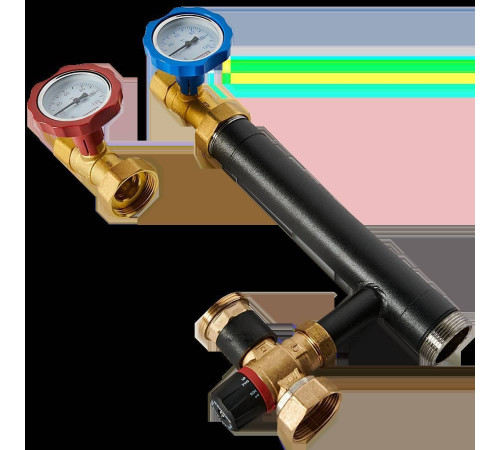 Насосная группа ROMMER с термостатическим клапаном 20-40 °C 1 без насоса RDG-0002-012501