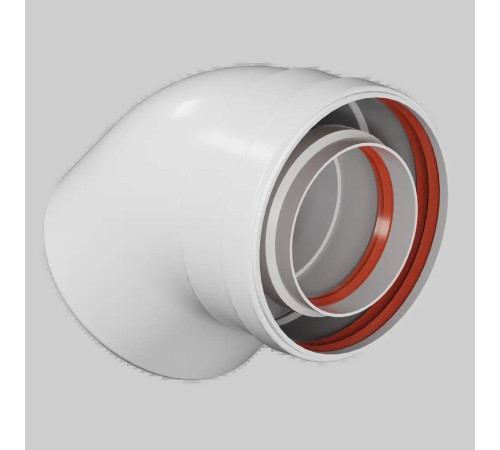 Отвод промежуточный коаксиальный ROMMER 45° 80/125 мм мама-папа RCA-8125-000045