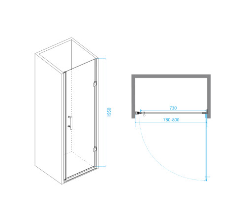 Душевая дверь в нишу RGW Passage PA-06B 800х1950 мм черный 41080608-14
