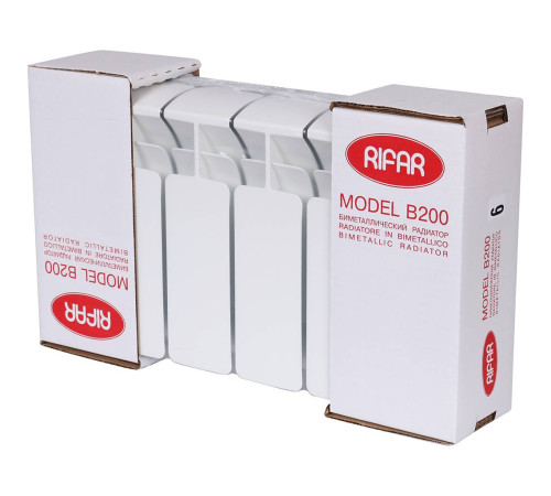 Радиатор биметаллический RIFAR Base 200 6 секций боковое подключение RAL 9016 1RB20-6