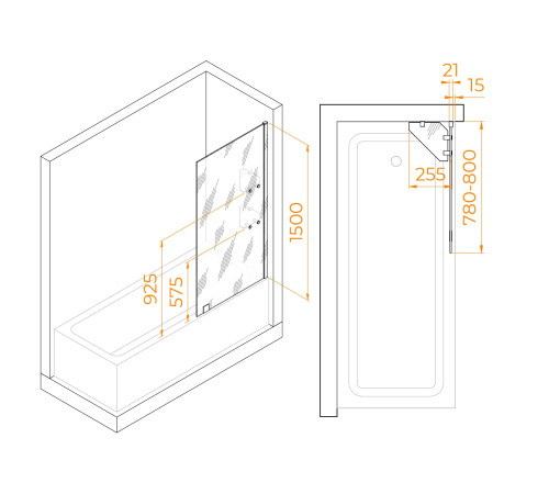 Шторка на ванну с полкой RGW SC-54 03115408-11