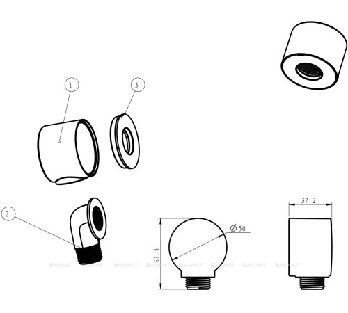 Шланговое подсоединение для душа Aquanet Round пластик хром AF000-11C