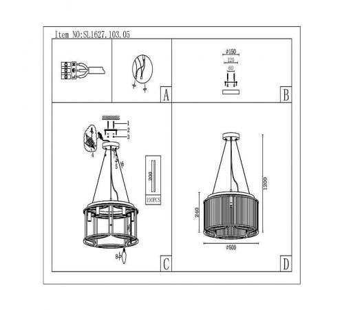 Подвесная люстра ST-Luce Velletri SL1627.103.05