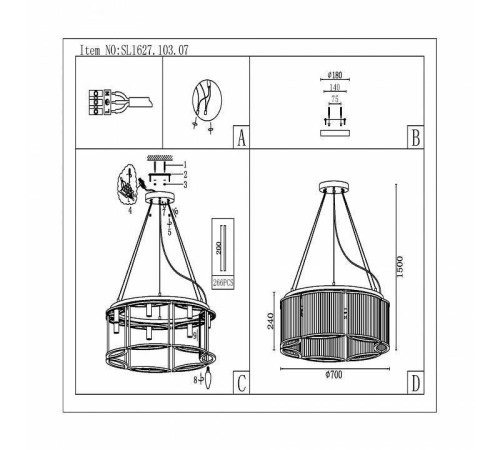 Подвесная люстра ST-Luce Velletri SL1627.103.07