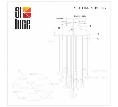 Подвесная люстра ST Luce Montecelio 16 ламп SL6104.203.16