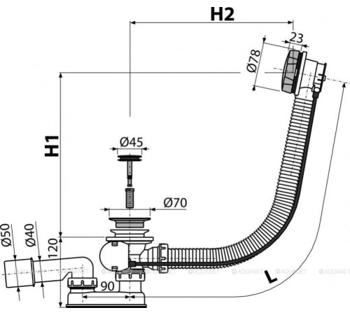Сифон для ванны AlcaPlast A55K-80-RU-01 автомат металл A55K-80-RU-01