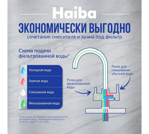 Смеситель для кухни с подключением к фильтру Haiba HB43828-5 золото HB43828-5