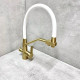 Смеситель для кухни Haiba HB76822-5 с подключением фильтра и гибким изливом белый/золото