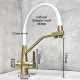 Смеситель для кухни Haiba HB76822-5 с подключением фильтра и гибким изливом белый/золото