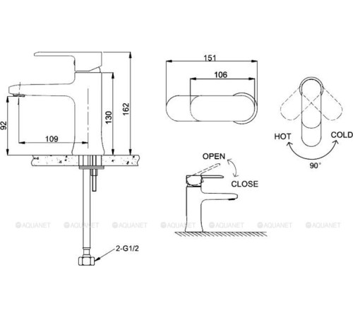 Смеситель для раковины Bravat Opal без донного клапана F1125183CP-RUS