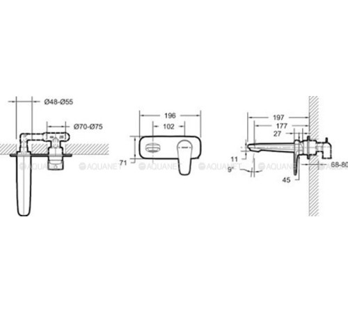 Смеситель для раковины встраиваемый Bravat Source черный P8173218BW-ENG