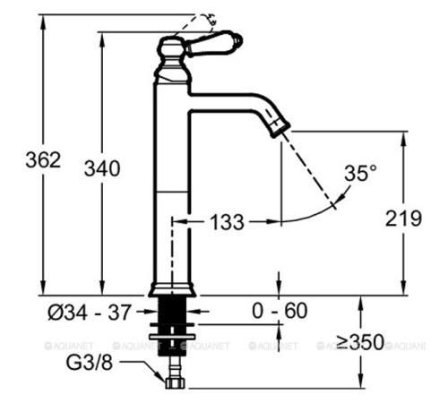 Смеситель для раковины высокий Jacob Delafon Louise без донного клапана хром E24361-CP