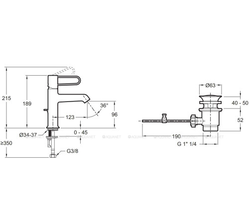 Смеситель для раковины Jacob Delafon Odeon Rive Gauche с донным клапаном E21028-CP-CP хром
