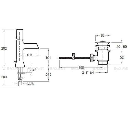 Смеситель для раковины Jacob Delafon TOOBI с донным клапаном хром E8959-CP