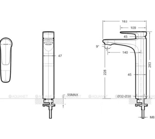 Смеситель для раковины Bravat Source высокий черный F1173218BW-A9-ENG