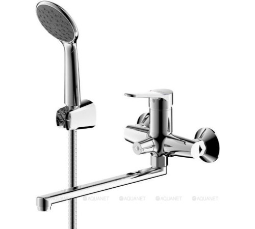 Смеситель для ванны Bravat Emeralda с длинным изливом 300 мм и душевым набором F6135147CP-LB-RUS